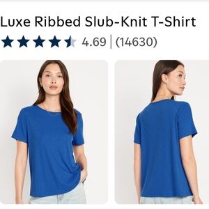 NWT Old Navy Luxe Ribbed Slub-Knit T-Shirt - Blue Women's XS
